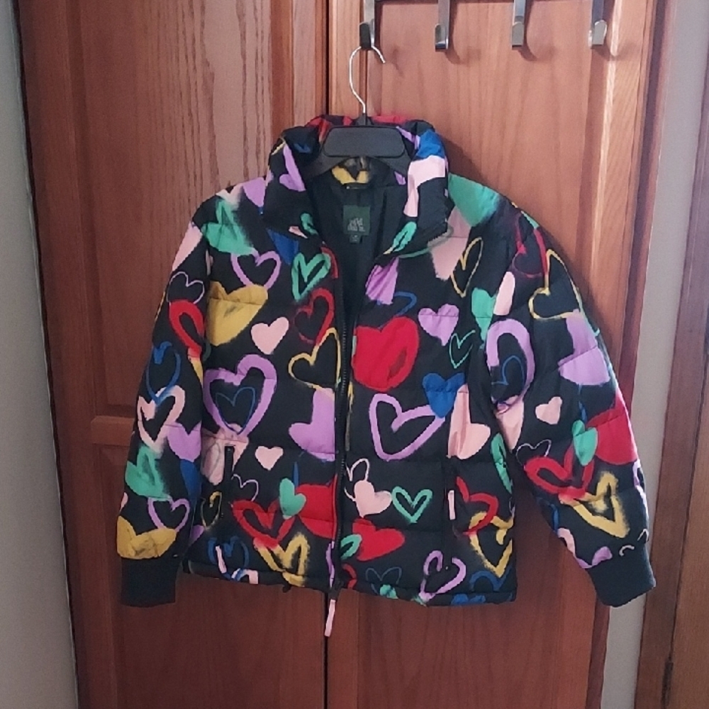 Wild Fable Colorful Heart Print Kids Puffer Jacket - Picture 4 of 6